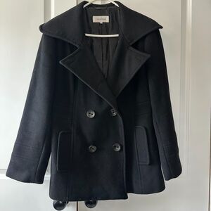 Vintage Calvin Klein Women's Double Breasted Black Wool Peacoat Coat Sz 10